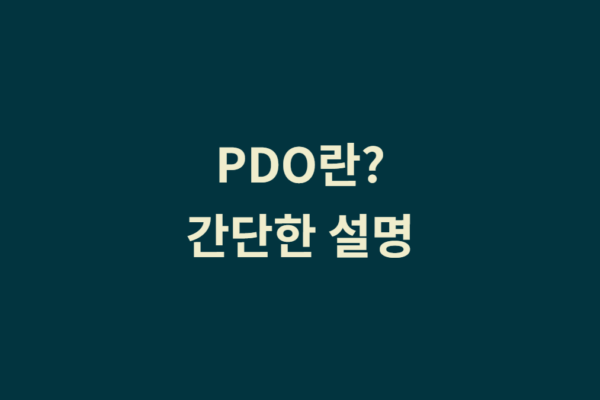 직접 작성 PDO 코드? 무슨 뜻일까?